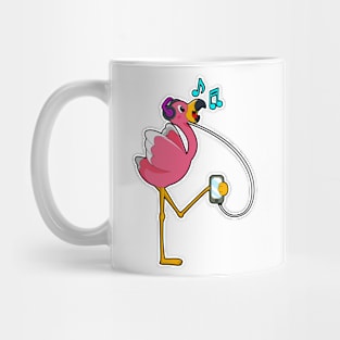 Flamingo at Music with Headphone Mug